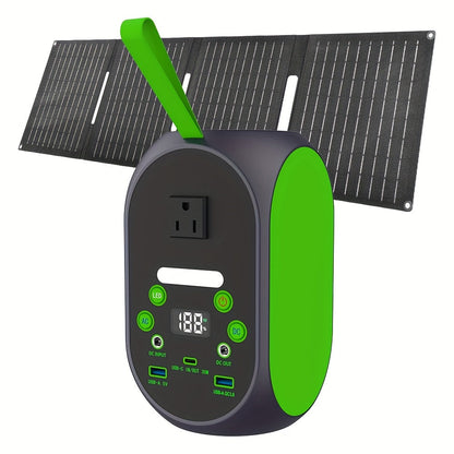 Power Station with Solar Panel, 99.84Wh 120W LiFePO4 Unit with 30W Foldable Solar Panel and Five Outputs