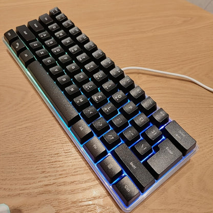 Compact Wired Gaming Keyboard in 61-Key and 68-Key Layouts with Ten Color and Mouse Options
