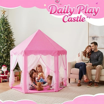 Pink Princess Hexagon Play Tent for Girls Indoor Dream Castle with Gauze with the Listed Color, Size or Set Options for Everyday Use