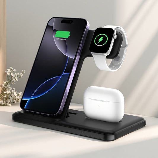 Wireless Charging Station, USB-C 3-in-1 Upright Dock for iPhone, Apple Watch and AirPods Models