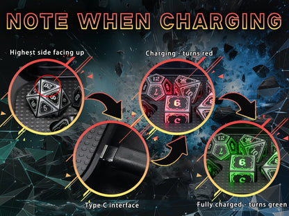 Glowing DnD Dice Set with Wireless Rechargeable Charging Case with the Listed Color, Size or Set Options for Everyday Use
