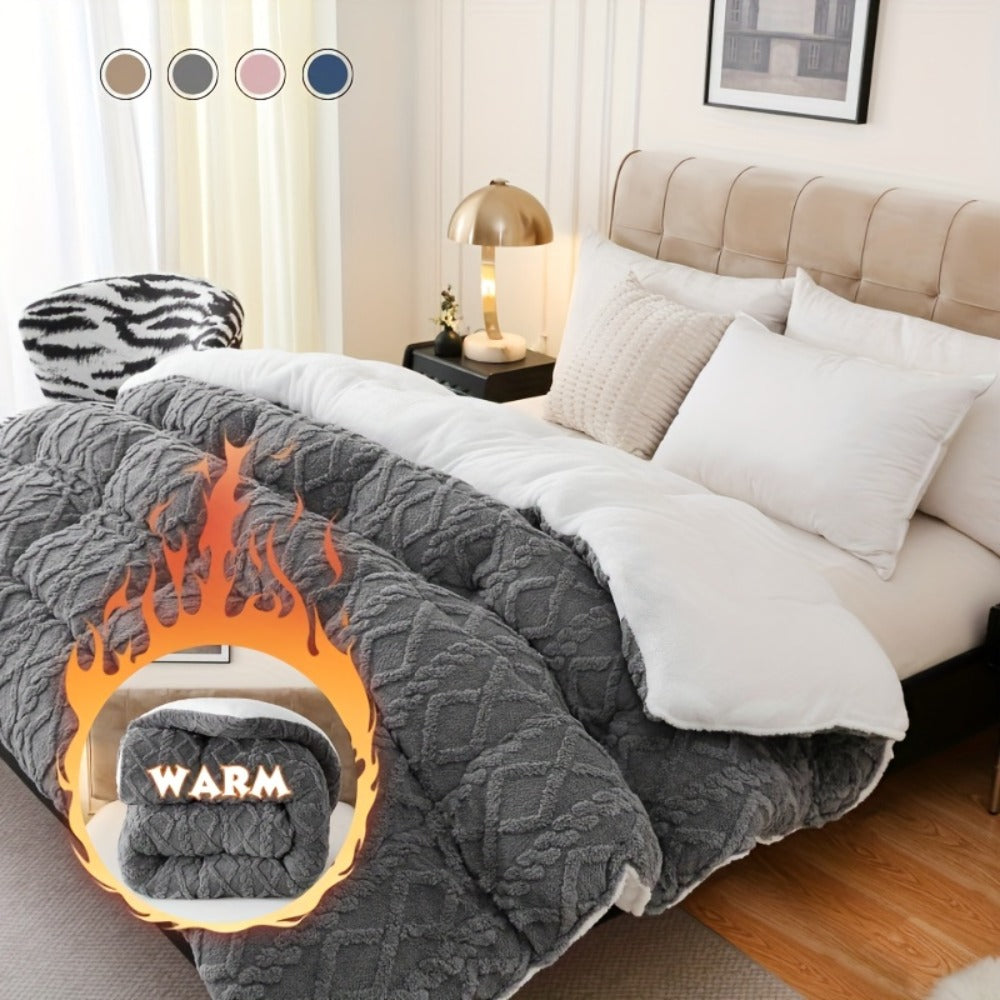 Sherpa Comforter Double-Sided Plush Taffeta, Extra Thick 500GSM Warm Fluffy Comforter for Autumn & Winter – Soft Cozy Bedding for Twin XL