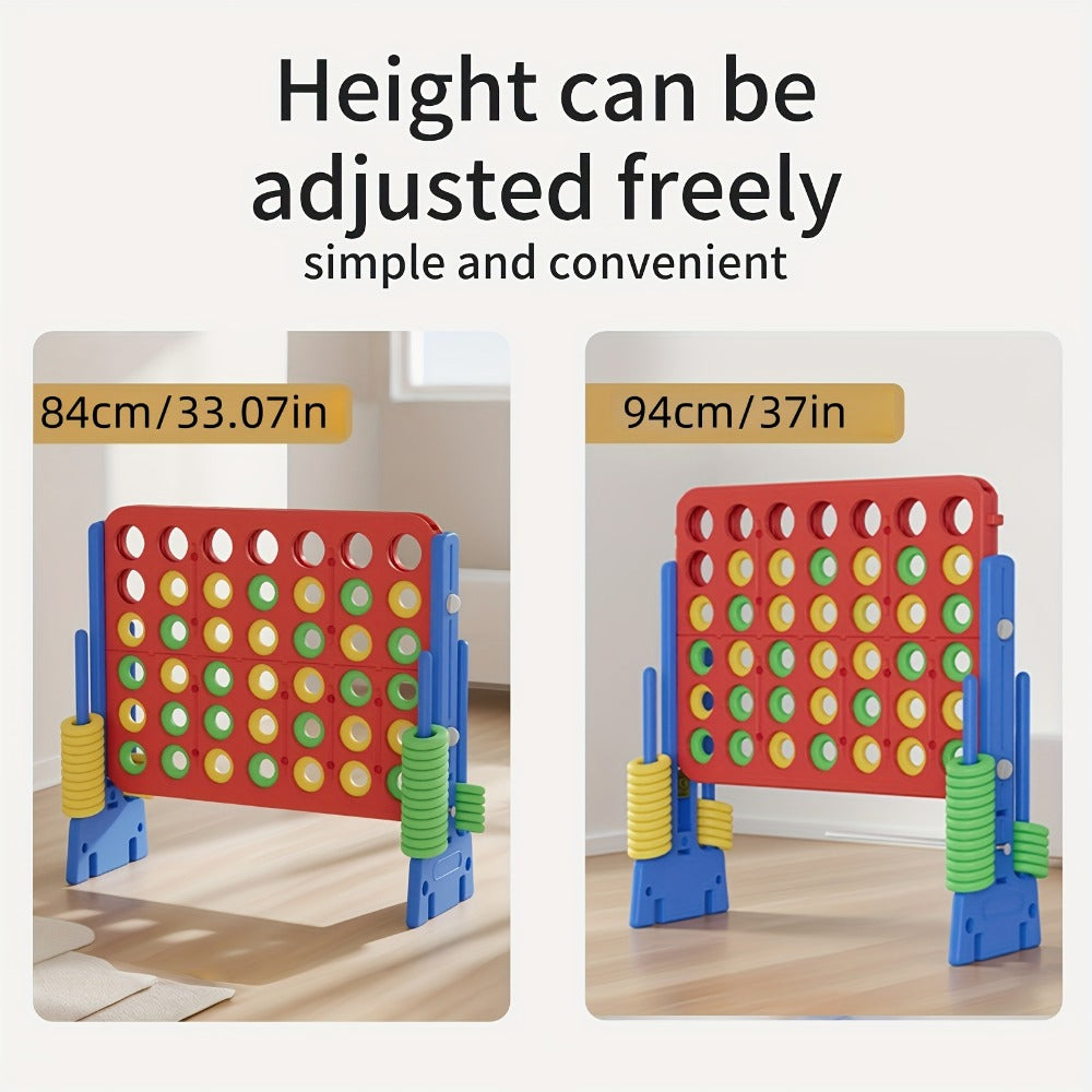 Height Adjustable Giant Connect 4 Game 33-37 Inch, Jumbo 4-in-a-Row Outdoor Yard Game with Quick Release Slider for Teens