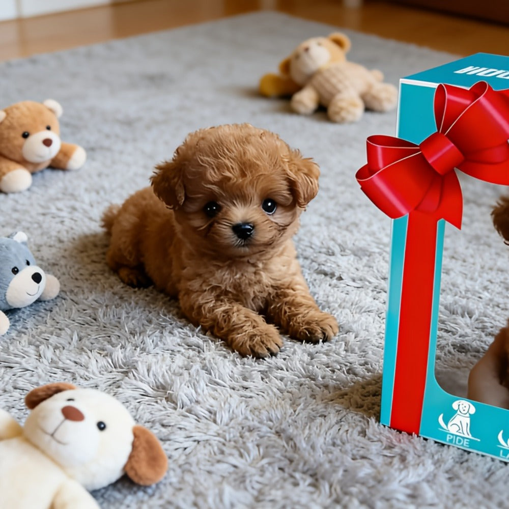 Two-Piece Brown Electronic Plush Puppy Toy Set with Walking and Barking Presentation and Boxed Dogs