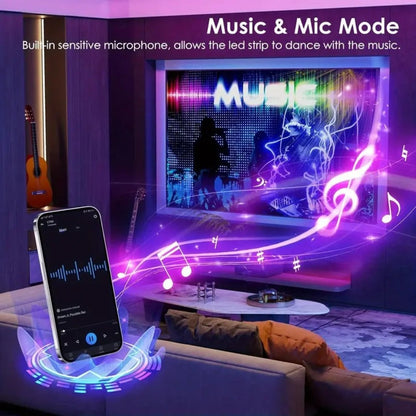 RGB LED Strip Light Kit in 50ft to 260ft Lengths with Color Modes, Dimming and 44-Key Remote