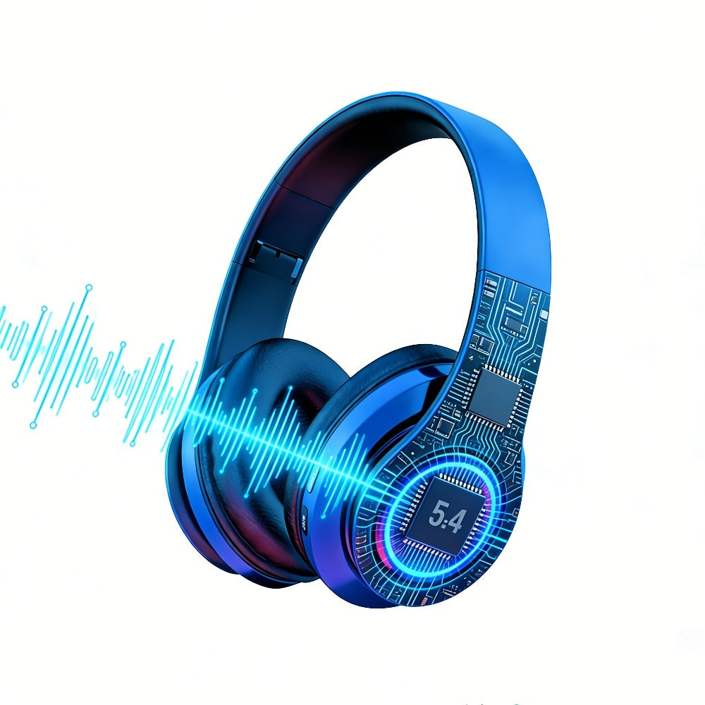 LED Light Over-Ear Wireless Headphones Deep Bass Subwoofer, Active Noise Cancelling Foldable Headset Bluetooth 5.3