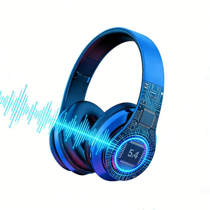 LED Light Over-Ear Wireless Headphones Deep Bass Subwoofer, Active Noise Cancelling Foldable Headset Bluetooth 5.3