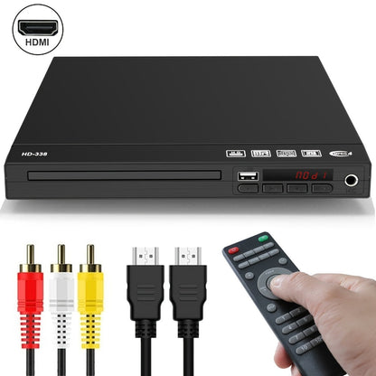 Black HDMI DVD Player with USB Port, HDMI and RCA Outputs, Remote Control and Both Cables Included