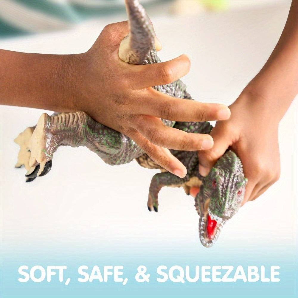 Toddler Dinosaur Figures with Educational Book, 6 Jumbo Realistic Dinosaur Toys for Toddlers 1+ Years