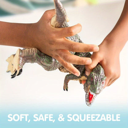 Toddler Dinosaur Figures with Educational Book, 6 Jumbo Realistic Dinosaur Toys for Toddlers 1+ Years