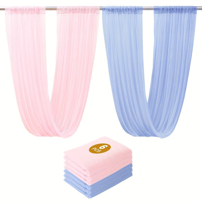 6-Pack Chiffon Ceiling Drapes for Wedding 63x118in – Sheer Polyester Backdrop Curtains with Rod Pockets for Wedding Arch, Party Stage