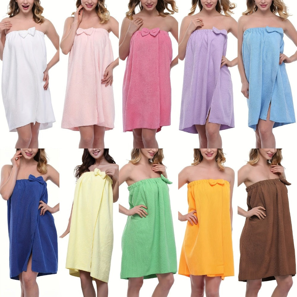 Women's Bath Wrap Towel Robe Adjustable Closure Spa Shower Body Wrap Microfiber for Entryways, Bedrooms and Living Spaces