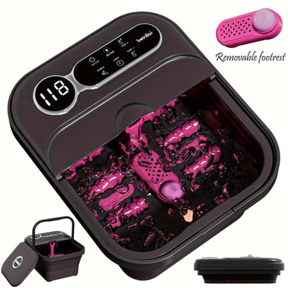 Foldable Foot Spa Bath Massager with Heating, Temperature-Controlled Foot Soak Basin with Massage Rollers
