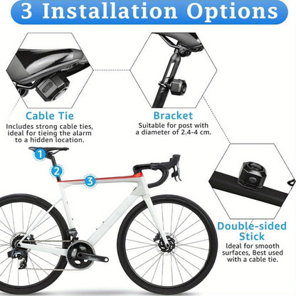 Bike Alarm Anti-Theft 110dB – USB Rechargeable Bicycle Alarm with Wireless Remote, Vibration Motion Sensor & 3 Volume Levels for Bicycle