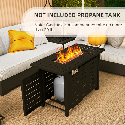 Propane Fire Pit Table Outdoor 50, 000 BTU Gas Fire Table with Lid Lava Rocks & Cover for Patio Backyard Deck Black Brown 40"/44"