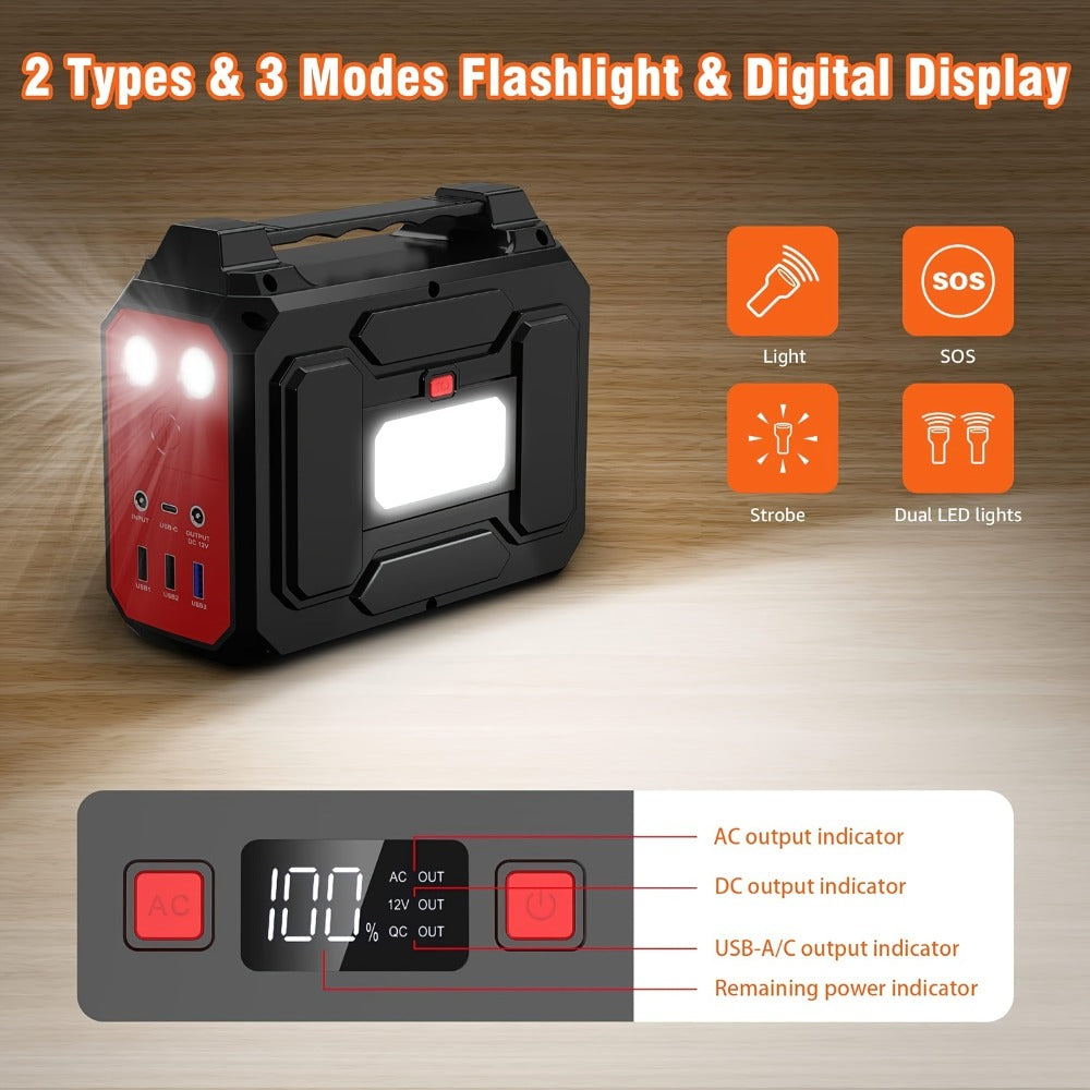 100W 146Wh Portable Power Station Solar Generator with 40W Foldable Solar Panel, 146Wh Backup Battery for Camping Hiking RV Emergency
