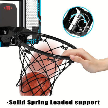 Over Door Basketball Hoop with LED Lights & Electronic Scoreboard, Mini Hoop Set with 4 Balls for Kids Teens Adults