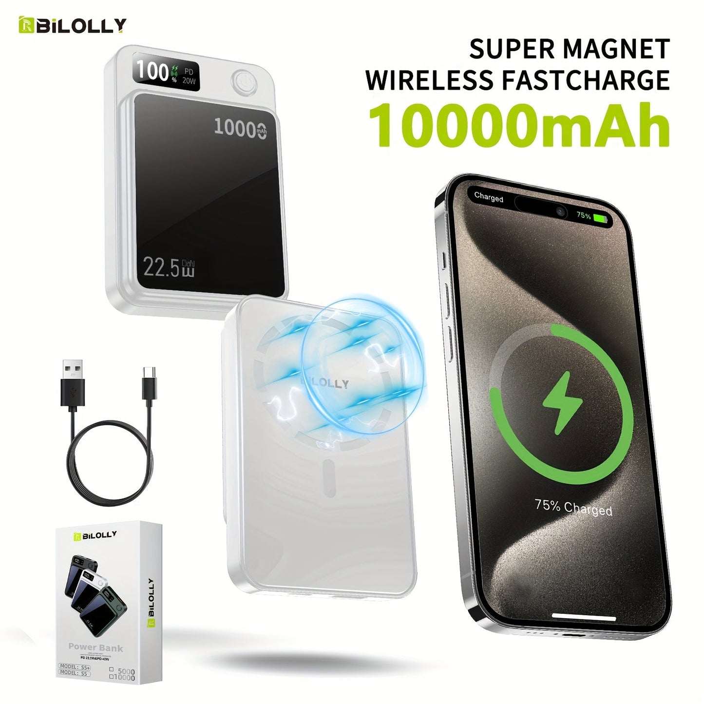 15W Magnetic Wireless Power Bank 5000 10000 15000mAh, 30W PD Fast Charging for an Everyday Personal Care Routine