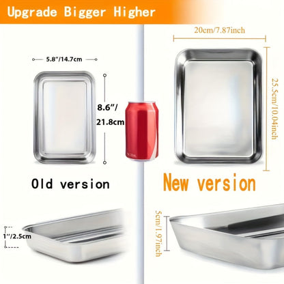 Breading Pan Set 3pcs, Stainless Steel Crumb Tray for Chicken Breading, Fish Coating and Meat Marinating, Oven Safe Food Prep Tray