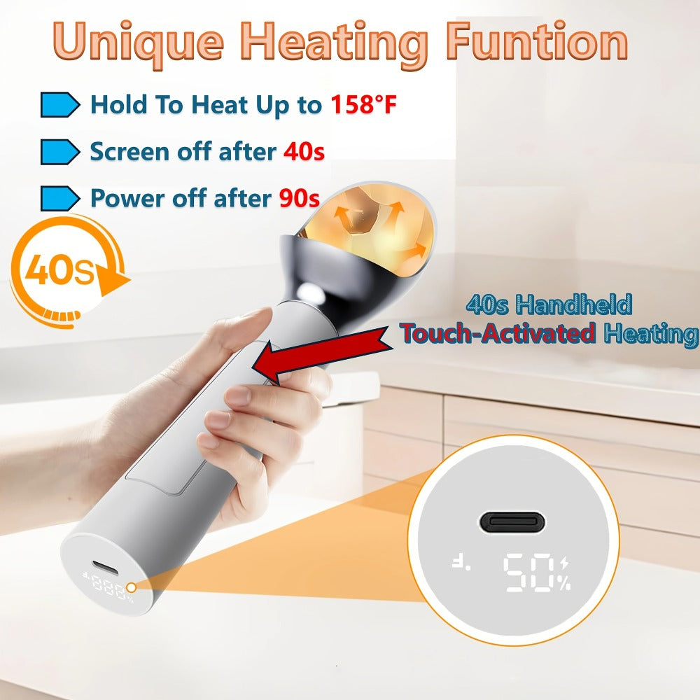 Heated Electric Ice Cream Scoop, USB-C Rechargeable with 3 Temperature Levels up to 158°F, Touch-Activated