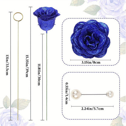 Artificial Flowers Flash-Shine Rose Bouquet in 24 or 36-Piece Sets across Five Color Options