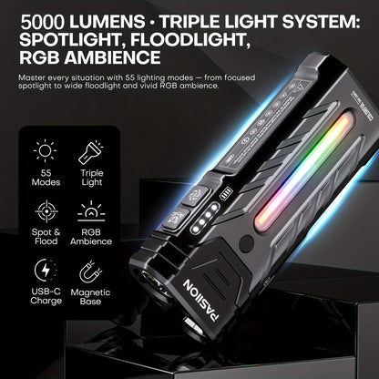 High Lumen Flashlight 5000 Lumen Ultra Bright, High- Battery Long Runtime USB Rechargeable