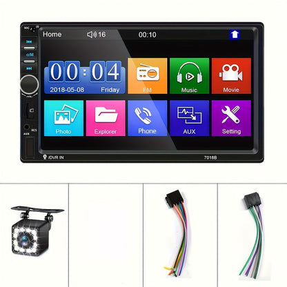 Double Din Car Stereo 7 Inch Touchscreen – CAMECHO MP5 Player with Wireless FM, Mirror Link, USB/SD/AUX, Backup Camera Input