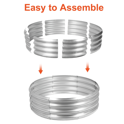 Galvanized Steel Fire Pit Ring Liner for Above Ground Wood Burning, Metal Firepit Insert for Backyard Camping Beach Park Outdoor Patio