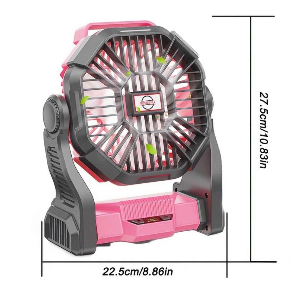 Portable Camping Fan with Hanging Hook, Three-Level Lantern and 12 Color or Style Options Pictured