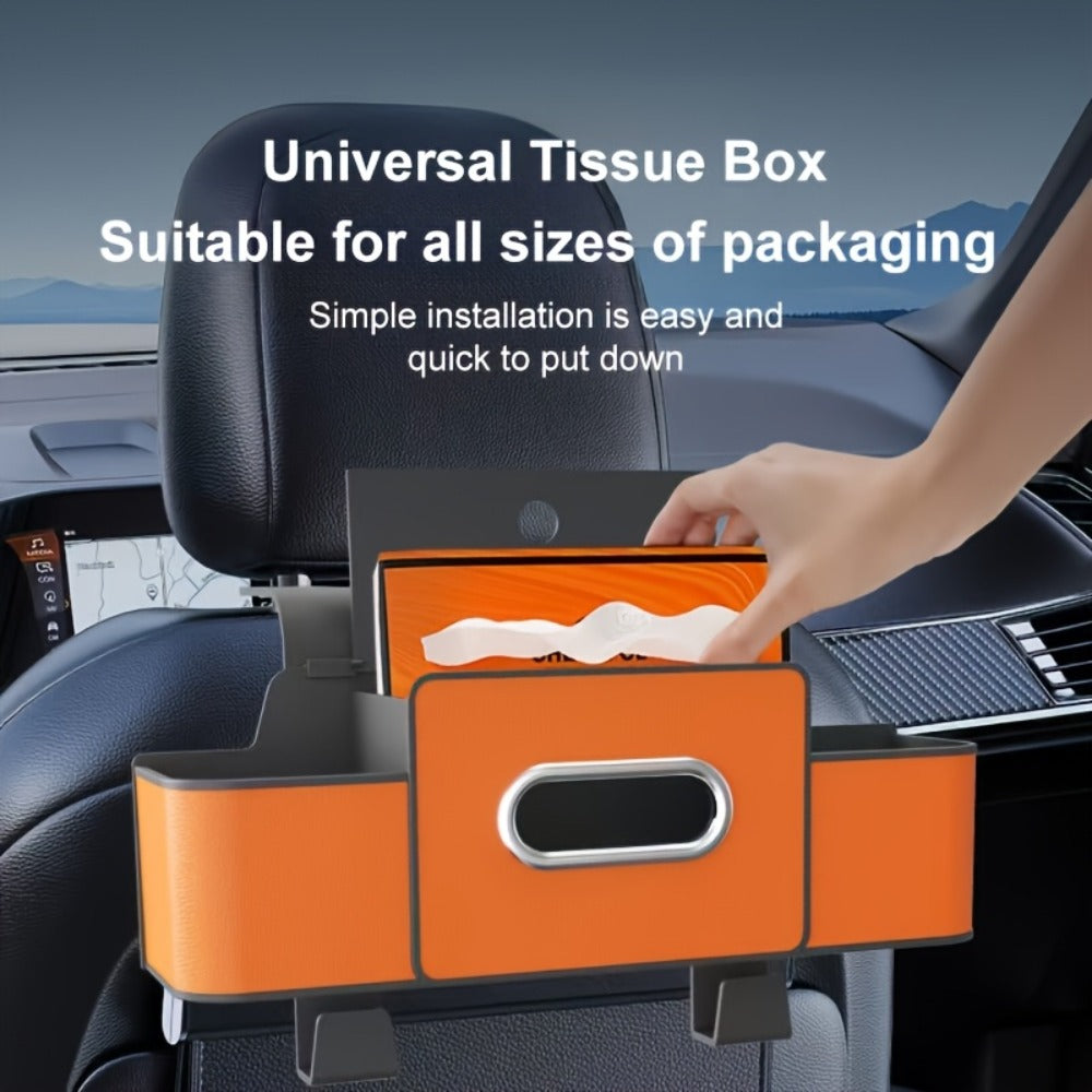 Car Backseat Organizer 8-in-1 – 2-Pack Multi-Function Hanging Storage with Cup Holders & Napkin Drawer, Large Capacity Back Seat Organizer
