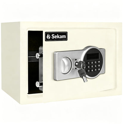 Fireproof Home Safe Box with Digital Keypad and Key Lock Steel Security Safe for Money for Entryways, Bedrooms and Living Spaces