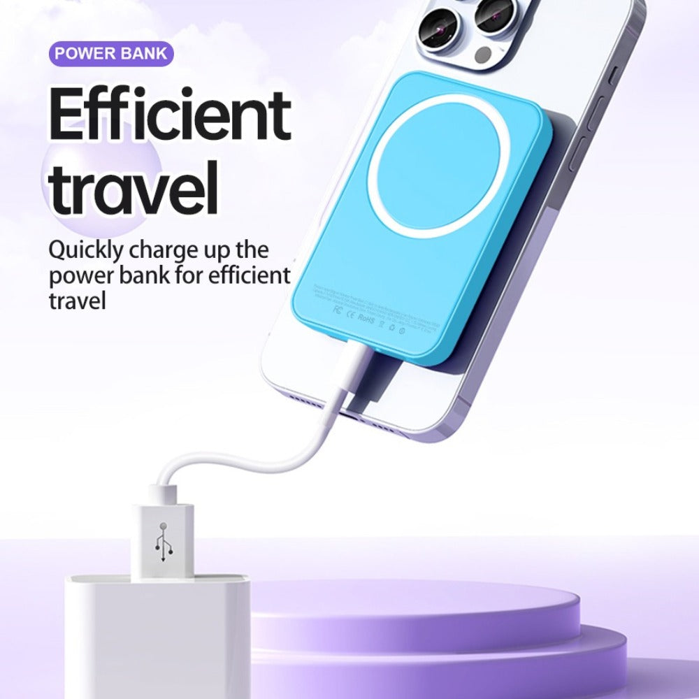 Power Bank Magnetic 5000mAh Mini with Wireless Charging, PD, QC3.0 and Eight Colors for Travel