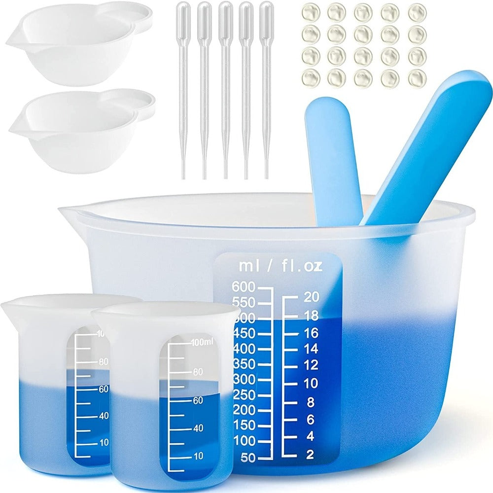 Silicone Resin Measuring Cup Kit, DIY Epoxy Resin Craft Tools Set for Jewelry Making, Slime, Casting & Pouring