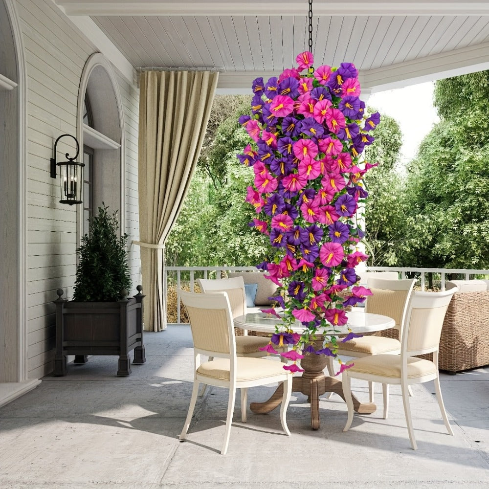Artificial Flowers Four-Bundle Hanging Morning Glory Set with Flexible Stems in Three Style Options