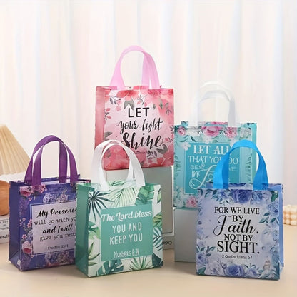 Bible Verse Tote Bags Bulk 32 Pcs Floral Religious Gift Bags with Handles with the Listed Color, Size or Set Options for Everyday Carry