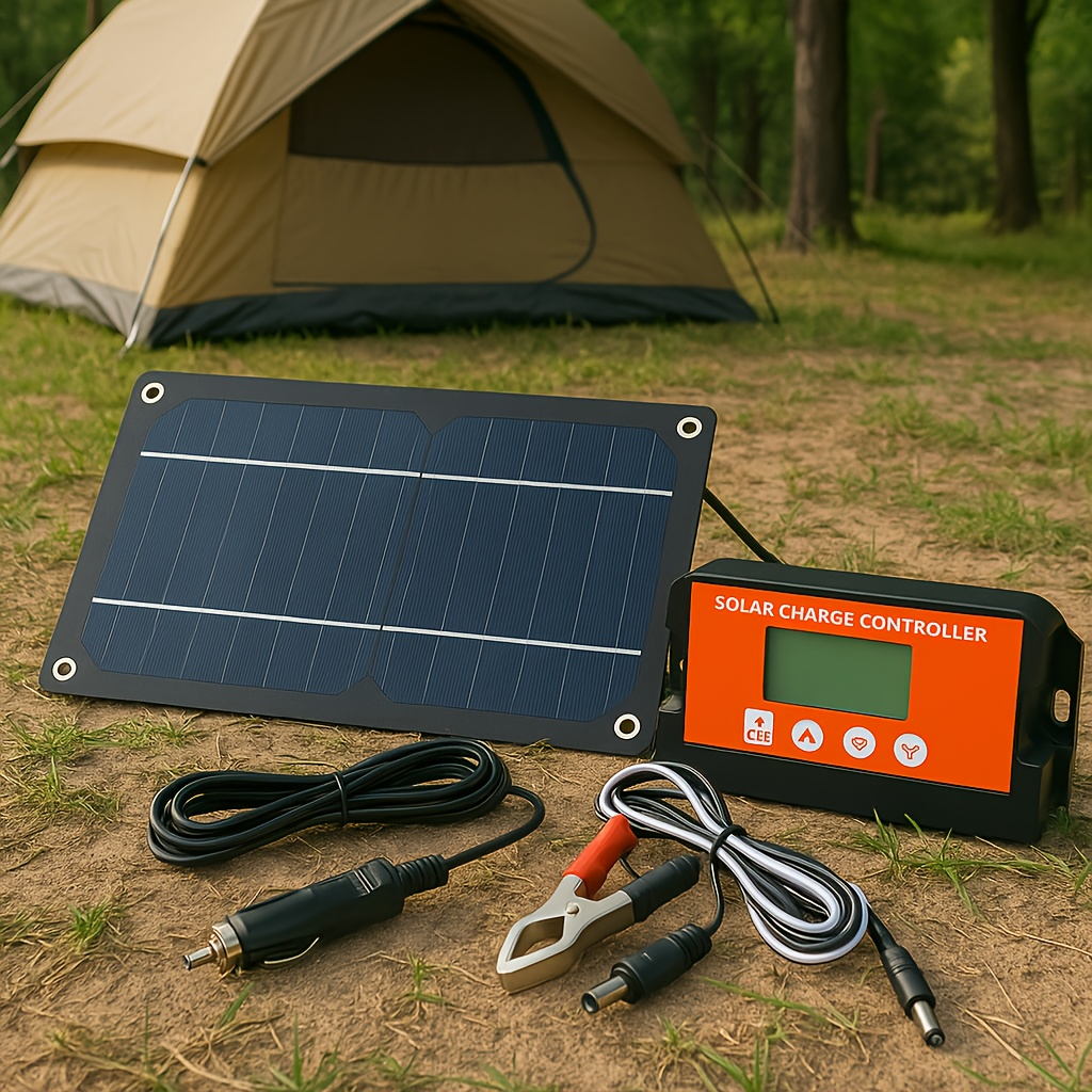 Solar Panel Kit 100W Monocrystalline with Extension Cable, Battery Clip & Charge Controller – 12V/24V for RV, Camper