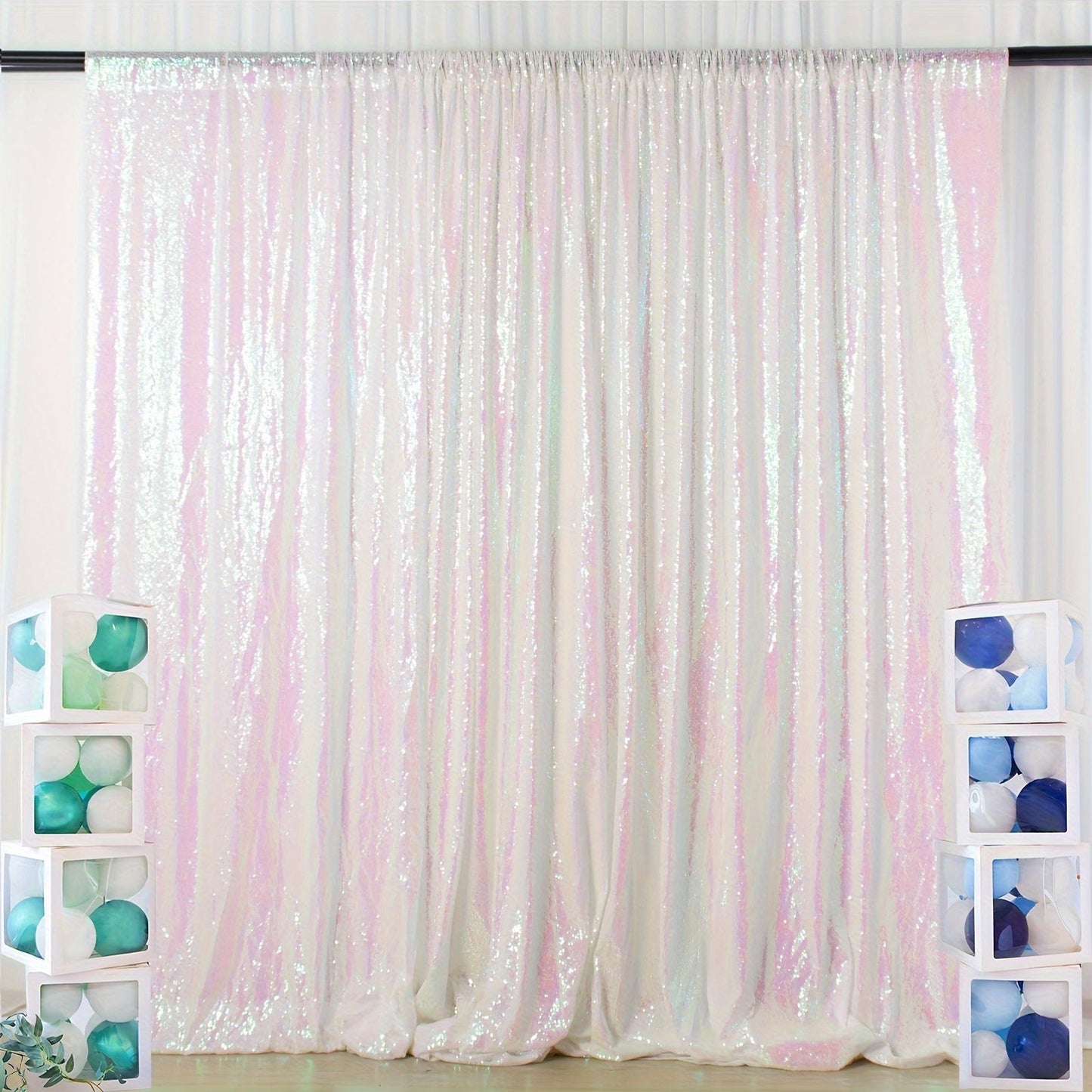 Sequin Backdrop Curtain for Party Wedding – 4x8ft Shimmering Glitter Curtain for Birthday Photo Booth Stage Decoration, Easy Hang