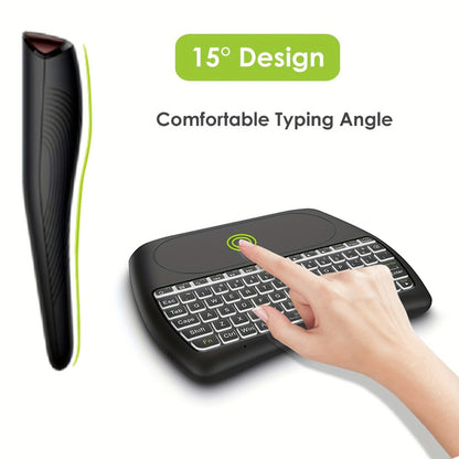 Wireless Mini Keyboard with Large Touchpad & 7-Color Backlight, Bluetooth & 2.4G Dual Mode Handheld Keyboard Remote Control