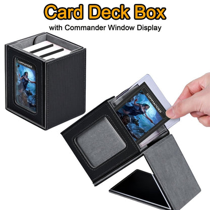 Windowed Trading Card Deck Box with Two Dividers and Five Black Accent Color Options for Organized Storage
