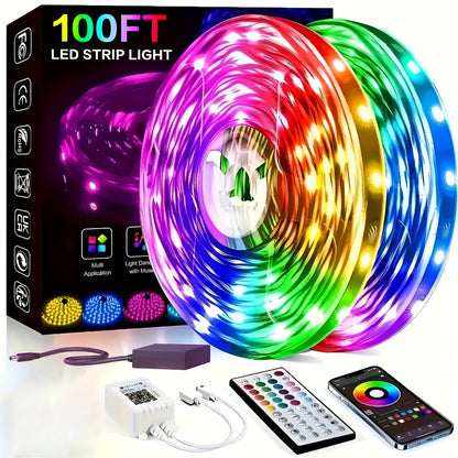 RGB LED Strip Light Kit in 50ft to 260ft Lengths with Color Modes, Dimming and 44-Key Remote