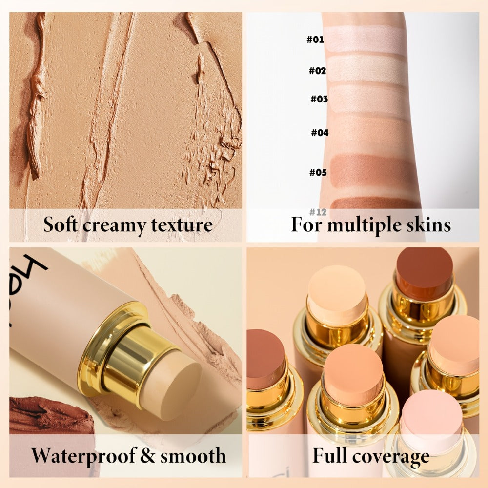 CC Cream Foundation Stick 2-Pack – Full Coverage Concealer, Waterproof Long-Lasting Natural Matte Finish, Lightweight Moisturizing Formula