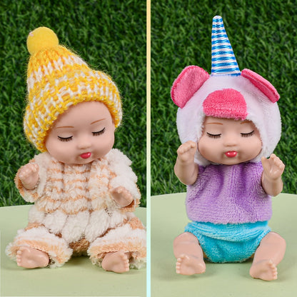 Mini Plush Dolls Set 8 Pack 4 Inch, Stuffed Toy Figures with Colorful Plush Outfits & Hats