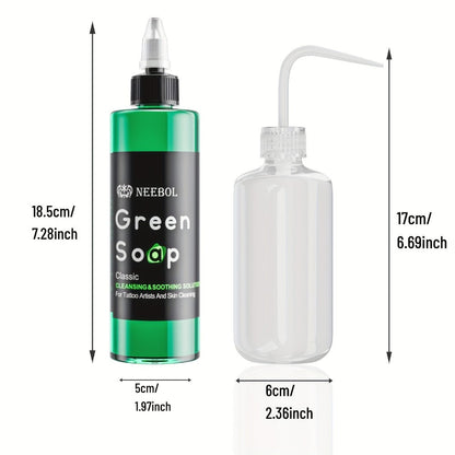 Tattoo Green Soap Concentrated Cleaning Solution 8.5oz with Squeeze Bottle Skin Prep Before During & After Tattooing Moisturizing Balm