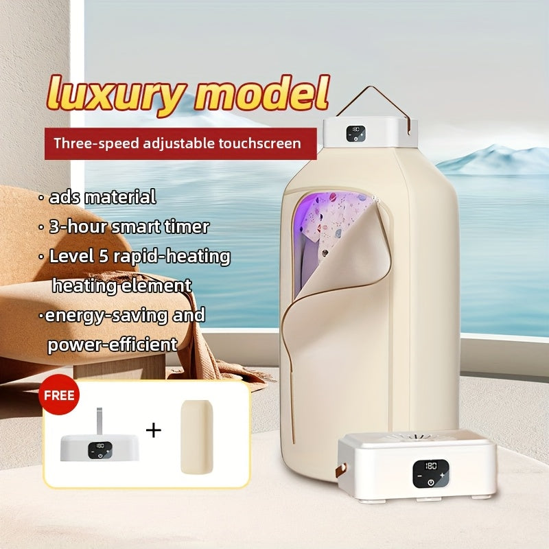Mini Dryer Machine 600W Portable Clothes Dryer Dual Mode Quiet Operation Timer 1H 2H 8H Energy Efficient for Apartments Dorms RVs Travel