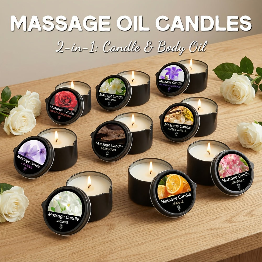 Massage Oil Candle 2-in-1 Soy Wax Scented Candle with Essential Oil – Moisturizing Warm Body Lotion for Spa Pedicure Relaxation Aromatherapy