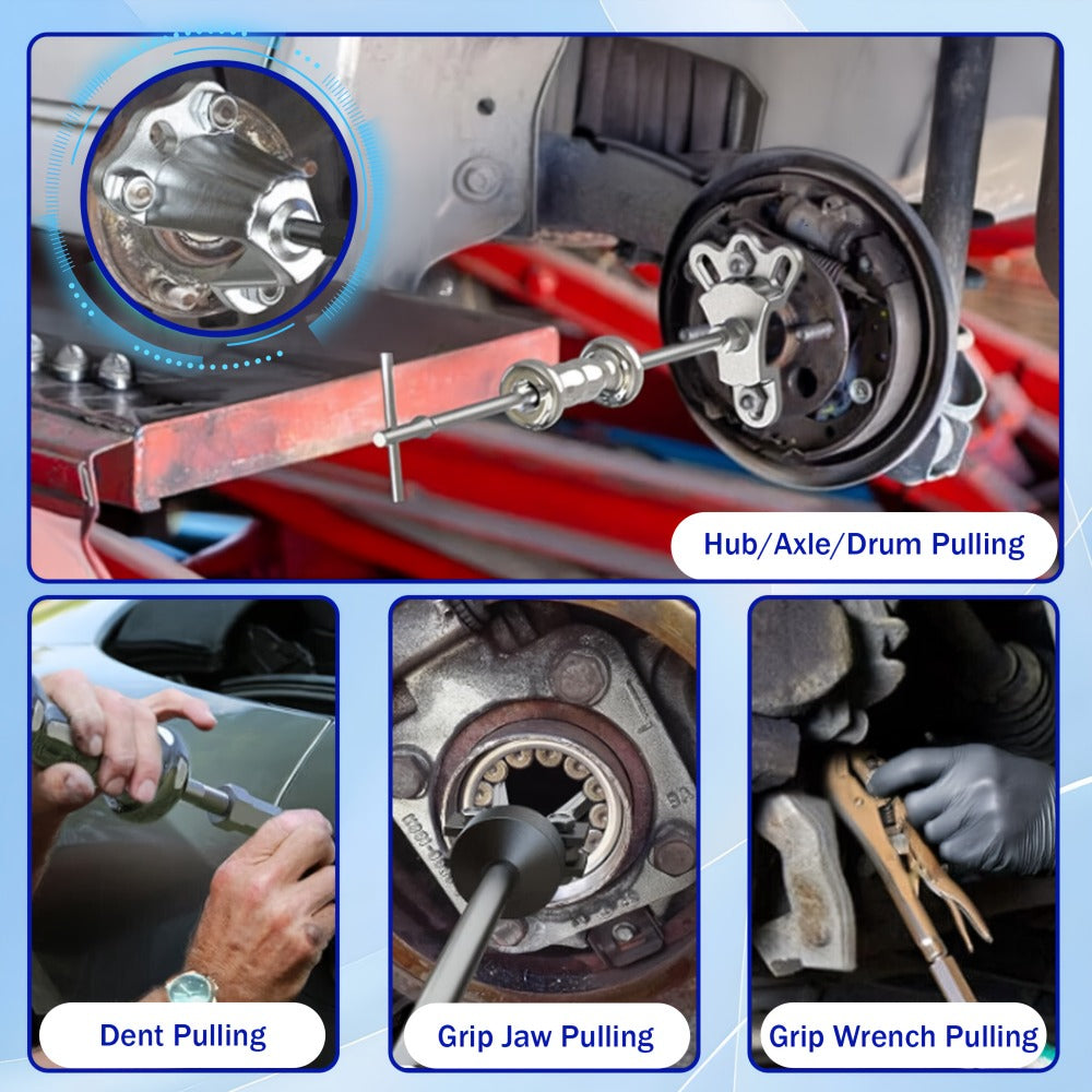 Slide Hammer Puller Kit 19-PC – 10 LB Forged Steel Hammer & 12 Adaptors, Bearing Race Seal Removal Tool, Universal Auto Repair Puller Set