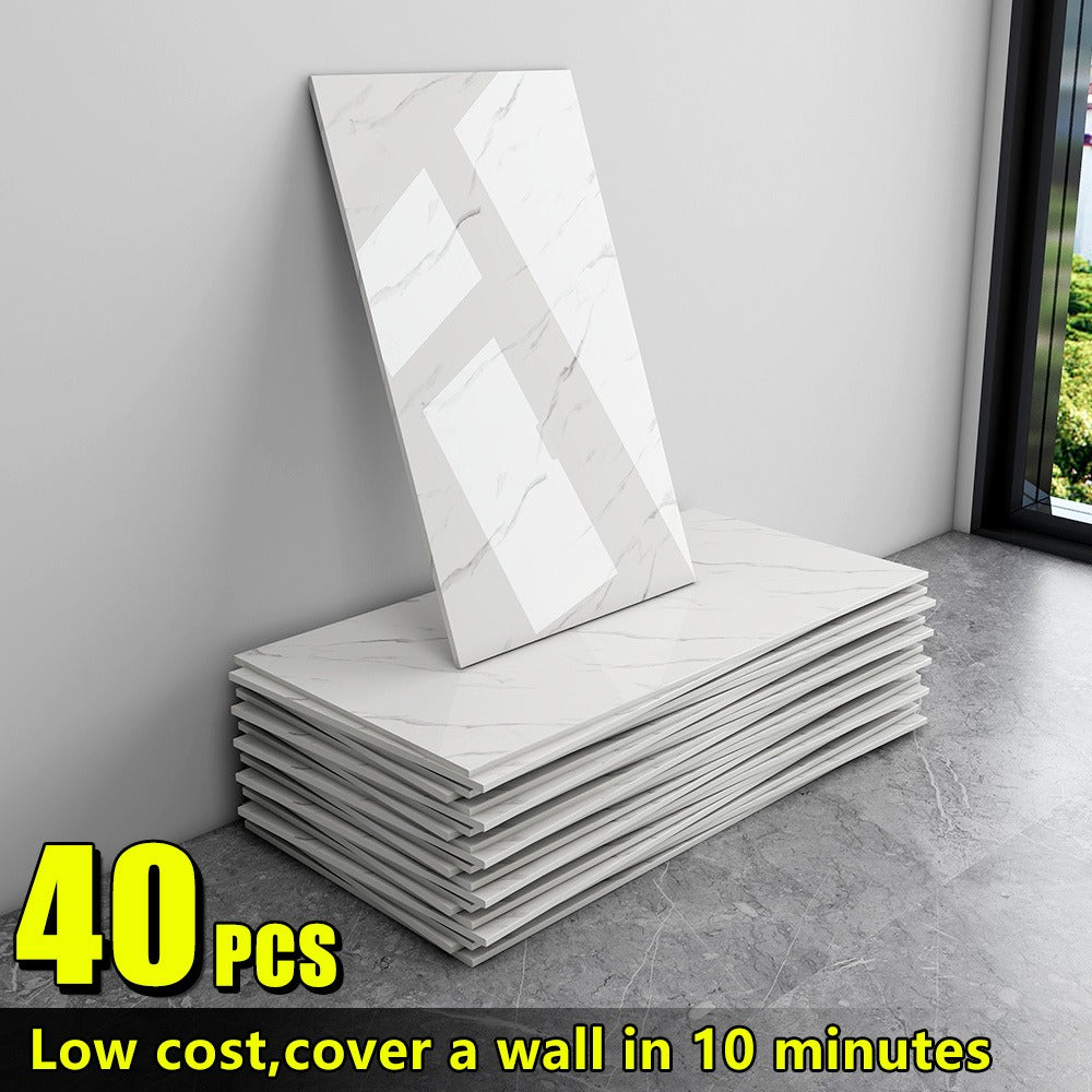 Marble Peel and Stick Wall Panels Self-Adhesive 3D Decorative Tiles – Glossy Marble Sheets, for Entryways, Bedrooms and Living Spaces