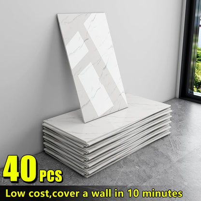 Marble Peel and Stick Wall Panels Self-Adhesive 3D Decorative Tiles – Glossy Marble Sheets, for Entryways, Bedrooms and Living Spaces