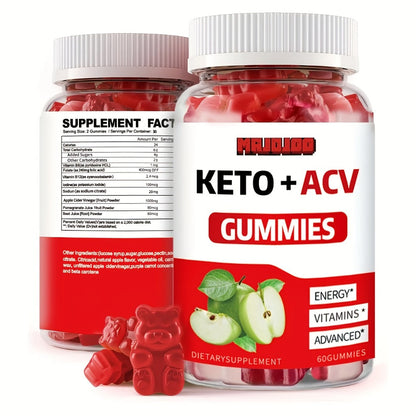 Apple Cider Vinegar Gummies with Pomegranate, Beet Juice & B12, Vegan Keto ACV Gummies for Weight Management