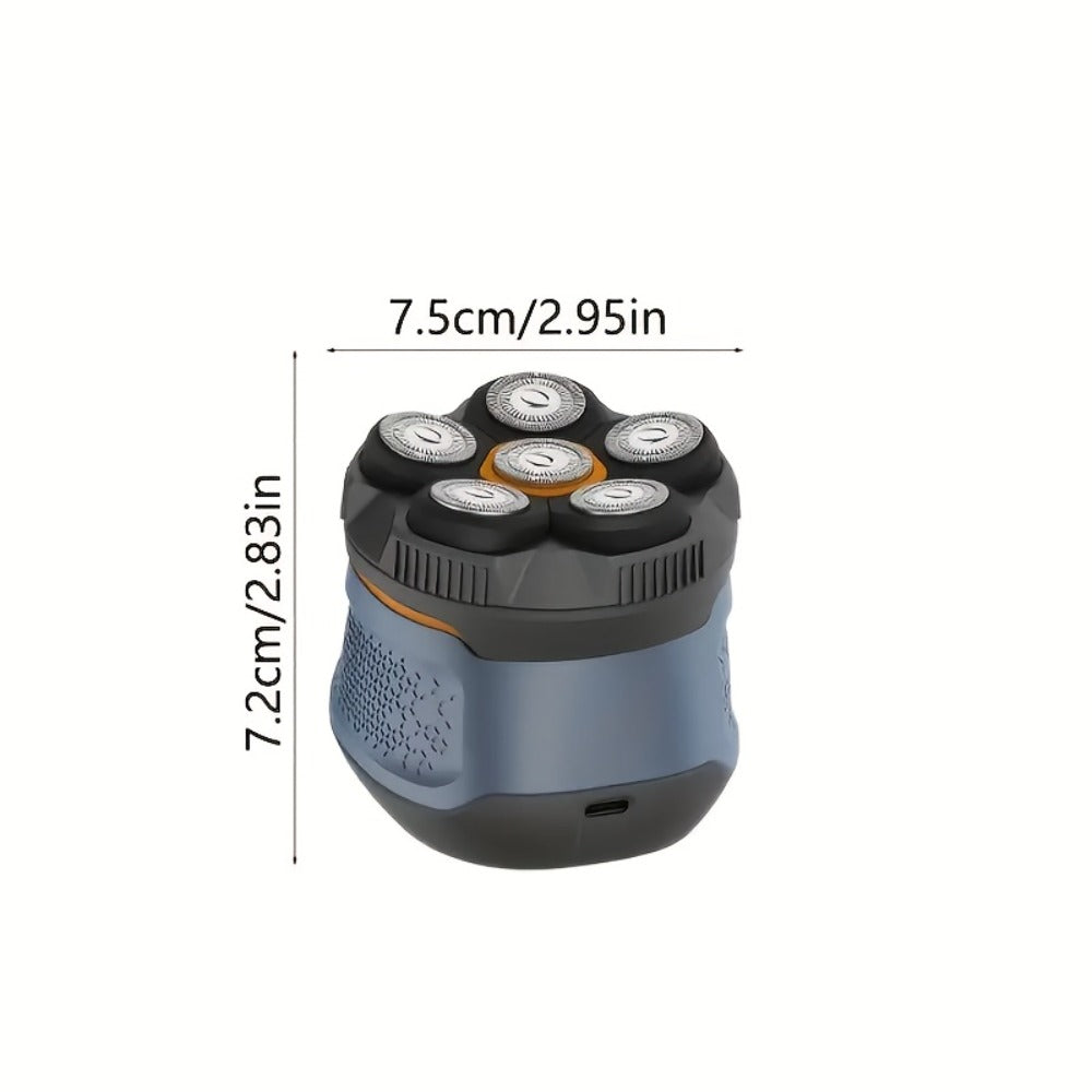 Electric Shaver 6D Dual-Ring Floating Blade with IPX7, Type-C Charging, LED Display and Nose Trimmer